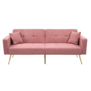 Divano Letto 2 Posti con Schienale Regolabile 105-180°; Tasche Laterali e Cuscini; in Sherpa Rosa