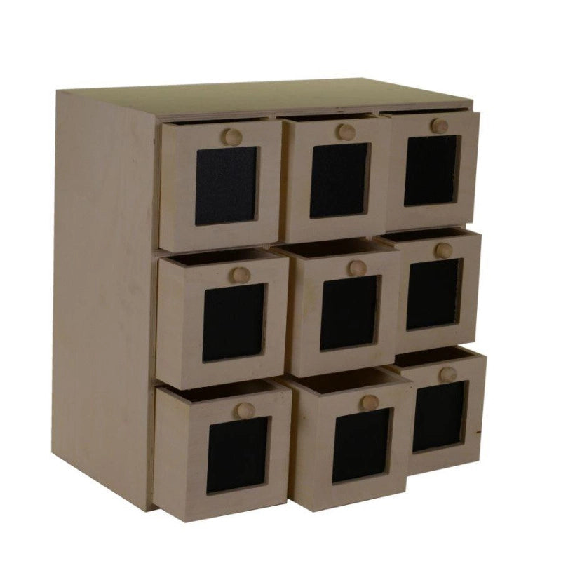 Portatutto legno naturale 9 cassetti cm 35x18h35