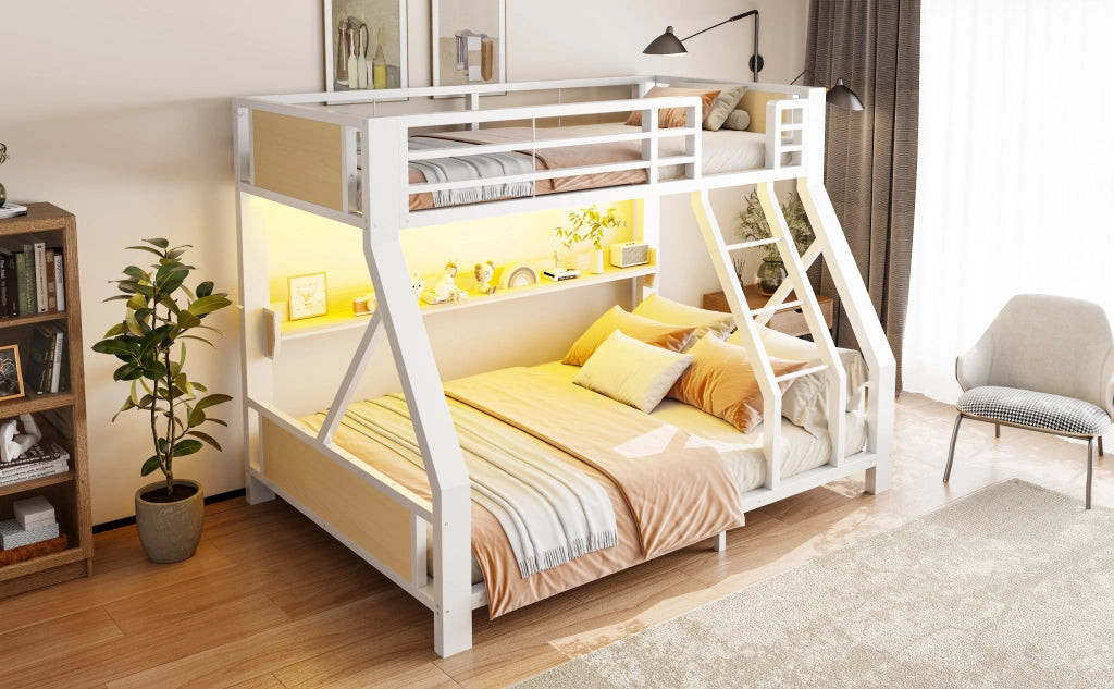 letto a castello metallo e legno bianco 145 x 204 cm
