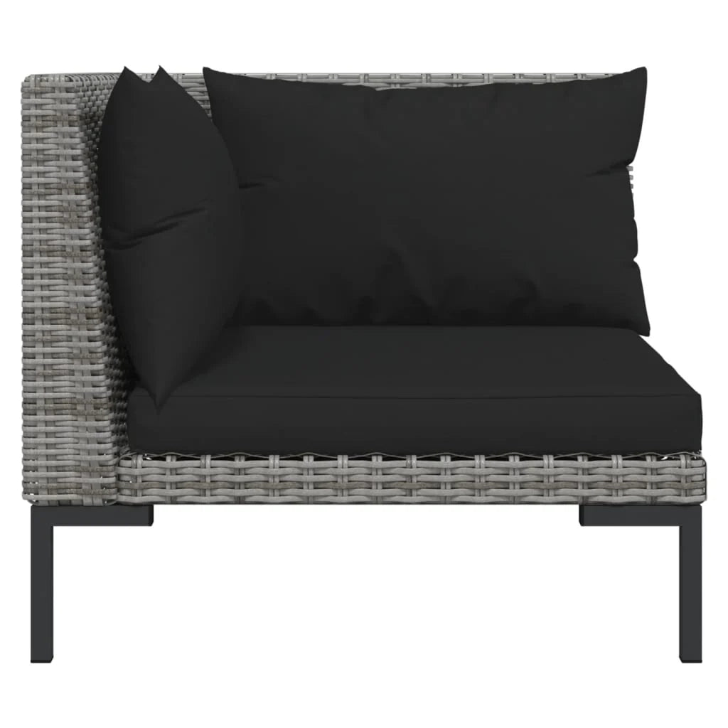 Mobili da giardino mobili da esterno Set di mobili da 4 pezzi con cuscini in resina intrecciata grigio scuro 02_0016185