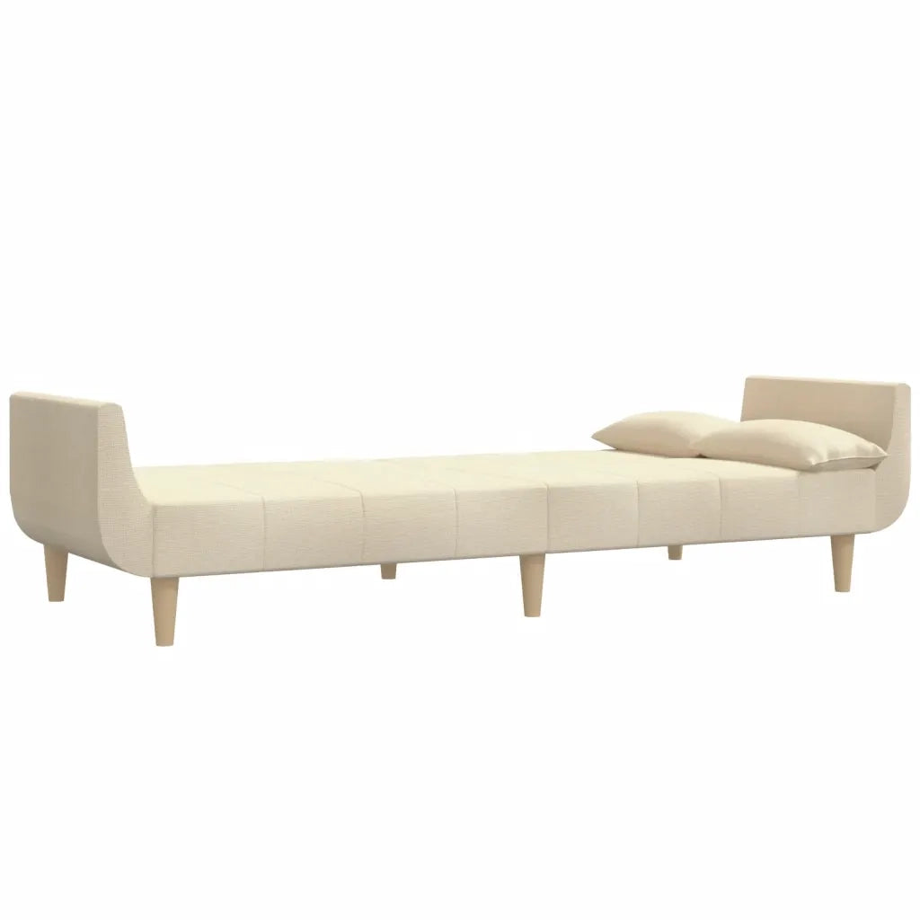 Divano letto | Sof¨¤ letto | Letto singolo a 2 Posti con 2 Cuscini Crema in Tessuto