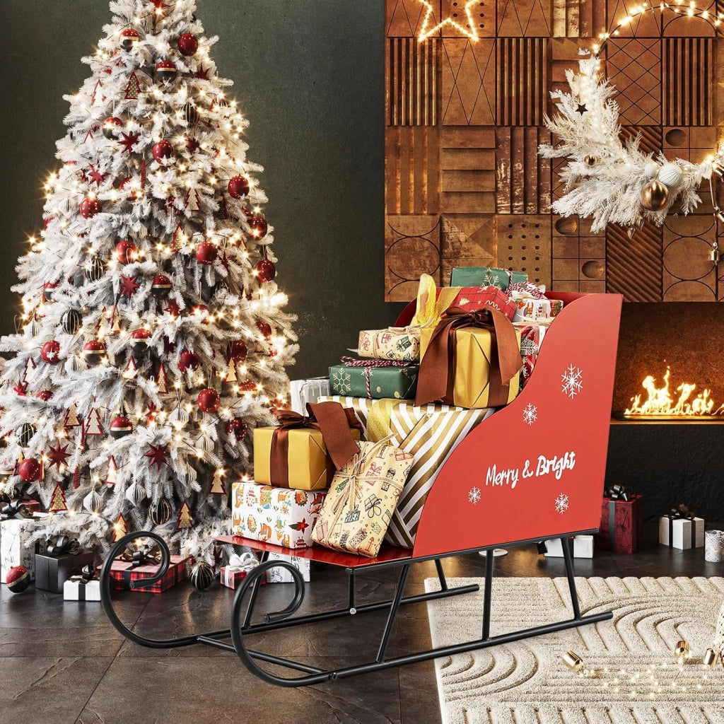 Slitta di Babbo Natale, Slitta di Babbo Natale in Metallo con Ampia Area di Carico per Regali, Decorazione Natalizia per Casa, Negozio e Ufficio (Modello 4)