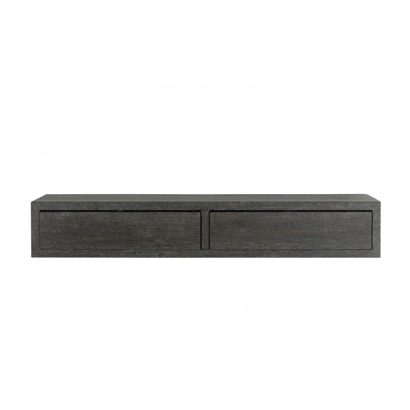 Mensola da Muro con Cassetto, Comodino Sospeso, Mensola da Parete, Rovere Scuro, 88,2x13,4 p23,7 cm - Domino Maxi