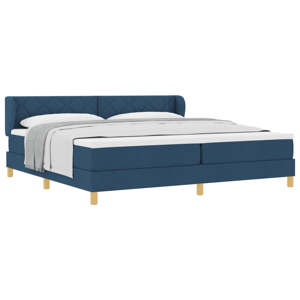 Letto Box Spring  con Materasso Blu 200x200 cm in Tessuto