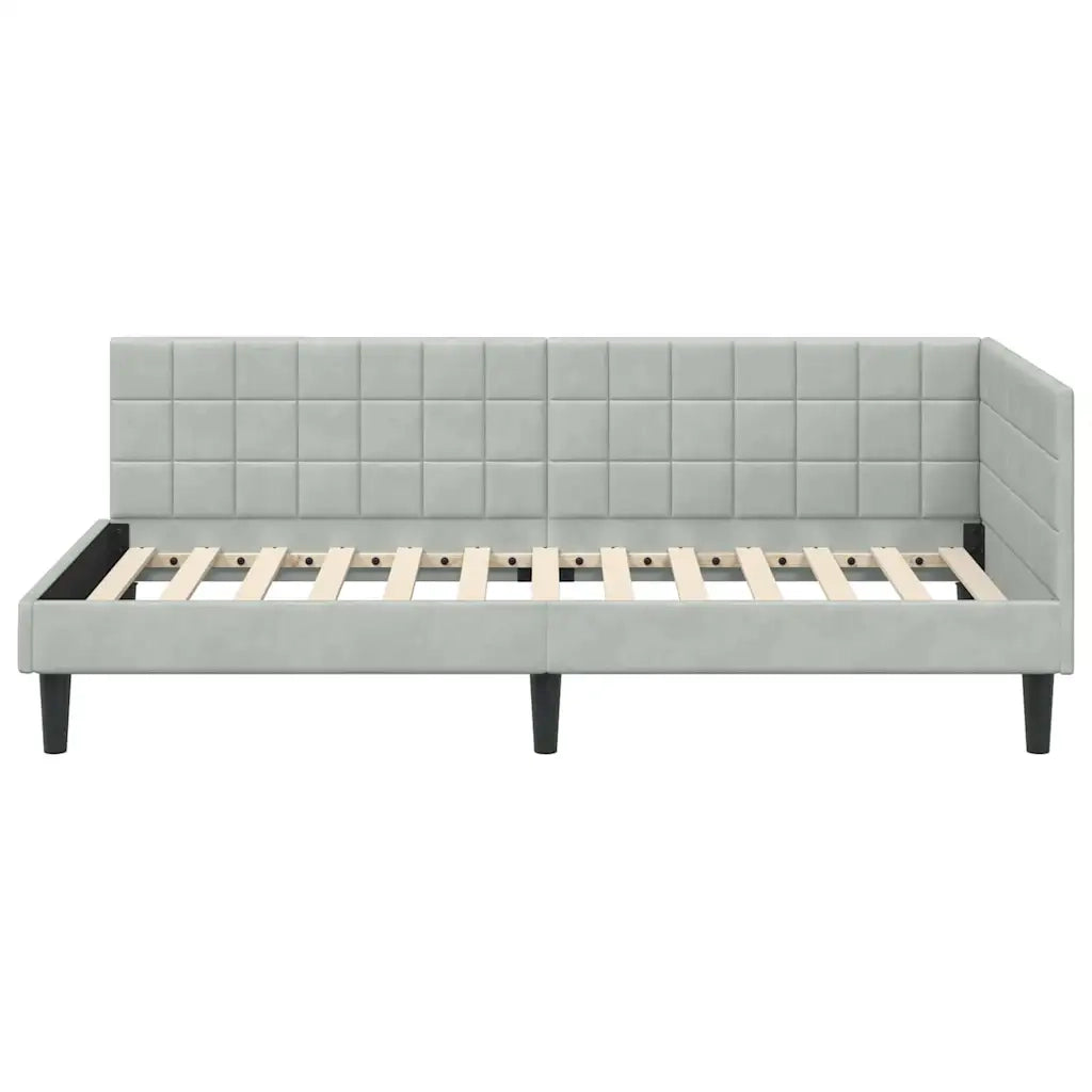 Cornice del letto ad angolo Grigio chiaro 100 cm x 200 cm