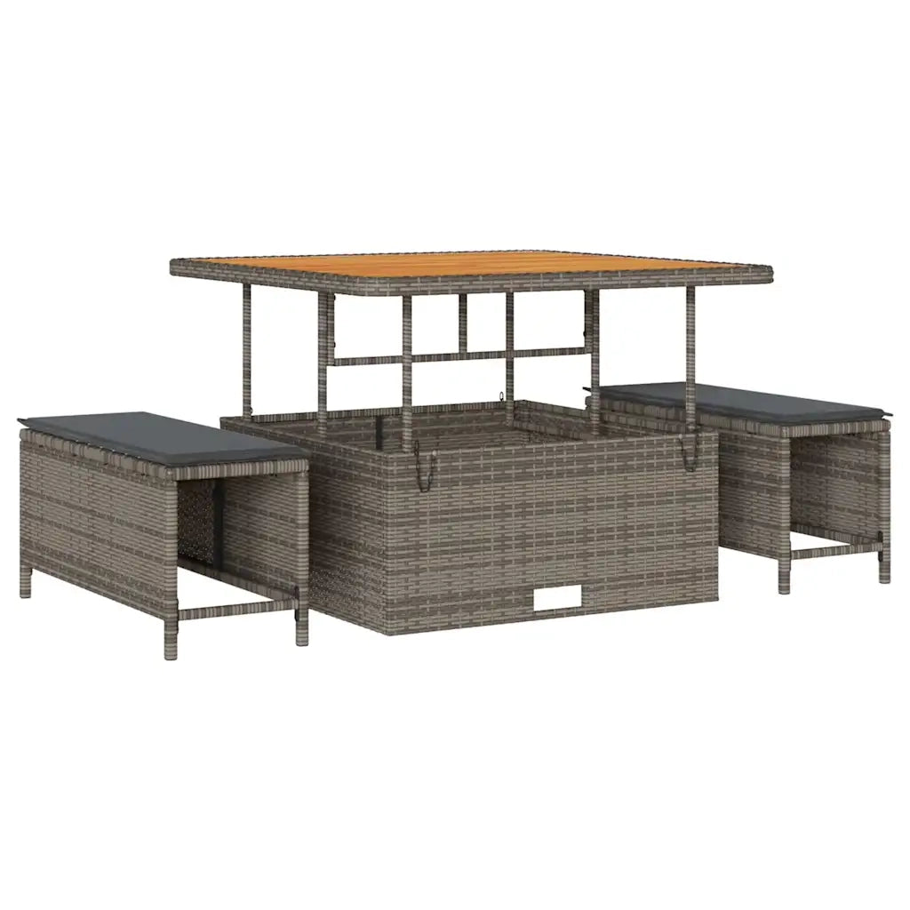 Set Divano da Giardino con cuscino 12 pcs Grigio polyrattan