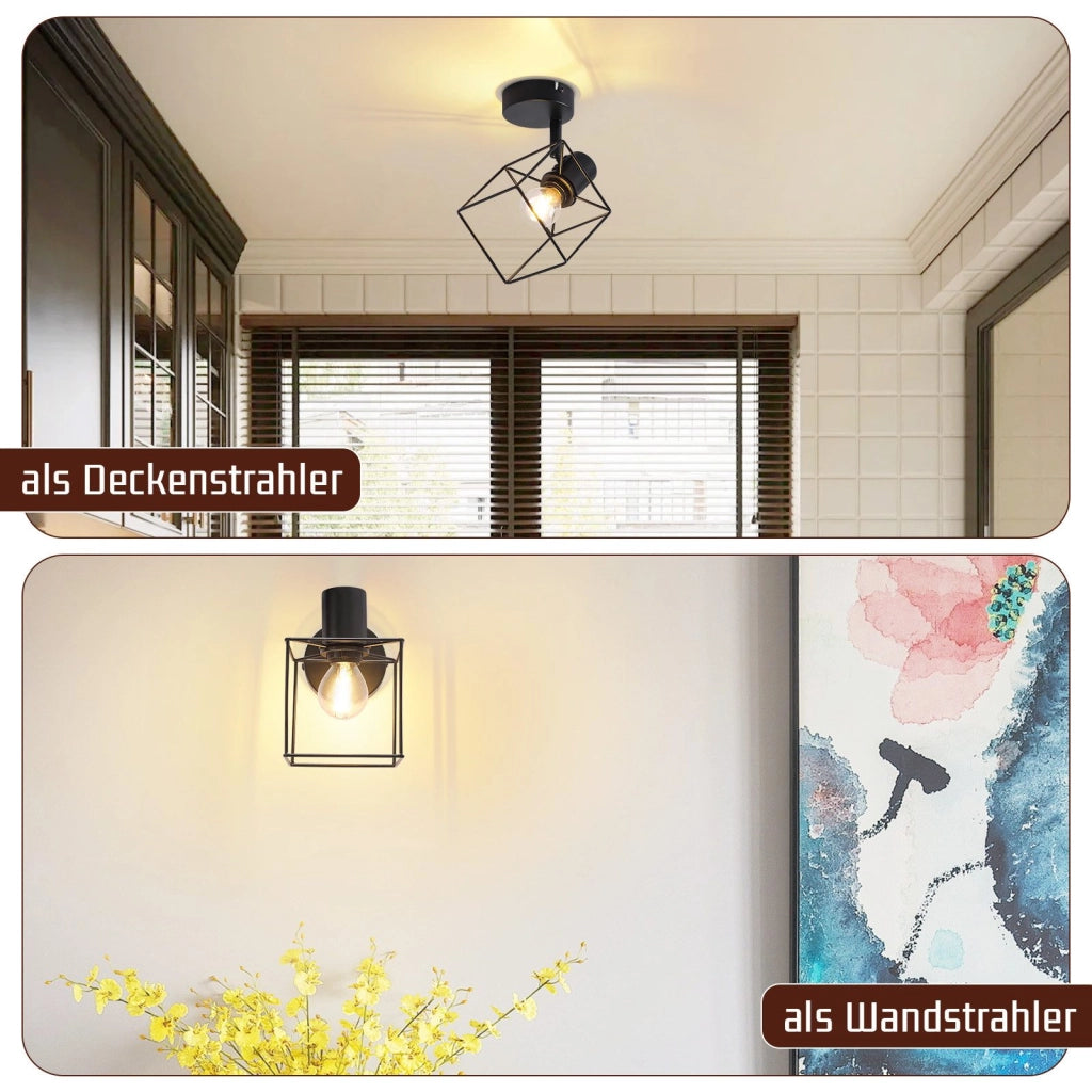 ZMH Faretto da soffitto 1 fiamma E14 plafoniera orientabile 350° metallo vintage soggiorno