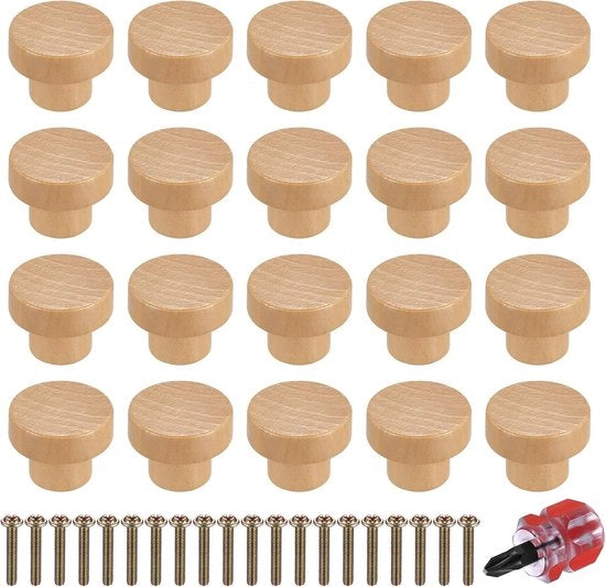 Set di maniglie in legno - 35mm - ideale per armadi e cassetti - 6 pezzi