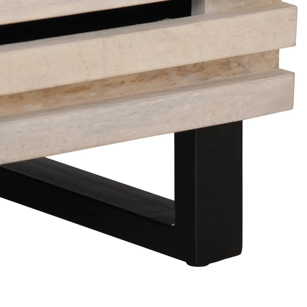 Comodino | Armadio da Notte | Mobiletto da notte 40x34x46 cm in Legno Massello di Mango Sbiancato