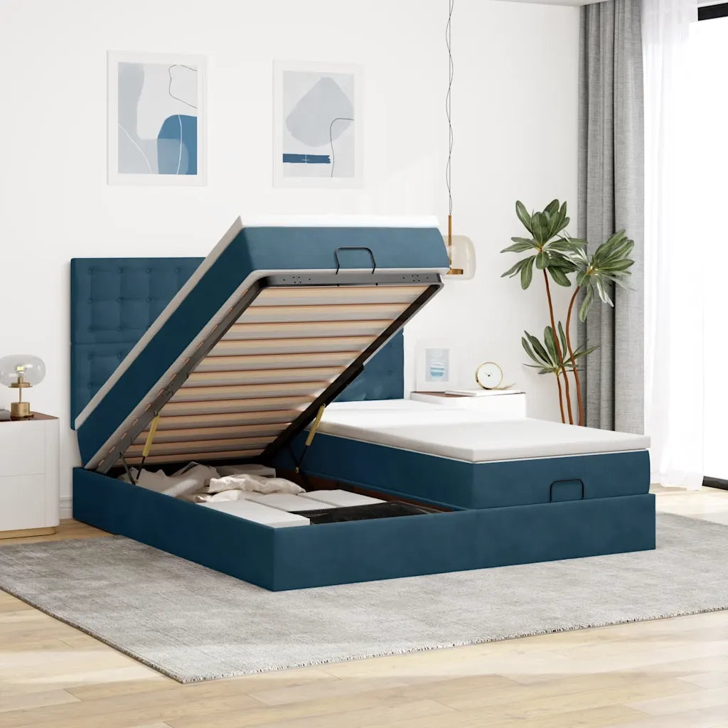 vidaXL Struttura Letto Pouf con Materassi 200x200 cm Velluto