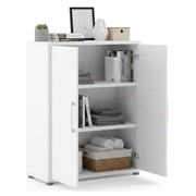 Credenza Warszawa, Buffet da soggiorno, Madia da salotto, Dispensa da cucina, 89x40 h113 cm, Bianco