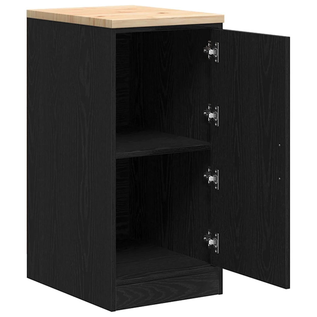 Armadietto da Garage Nero 40x51x85 cm in Legno Massello di Pino