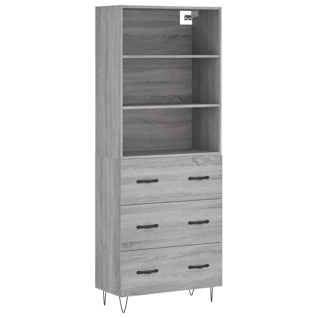 Credenza Grigio Sonoma 69,5x34x180 cm in Legno Multistrato 3189379