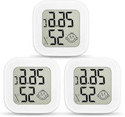 Hygrometro Digitale Mini - 3 Unità - Display a LED - Casa, Ufficio, Camera da Letto - Termometro di Ambiente - Giardino - Bianco - Misurazione della Temperatura Precisa