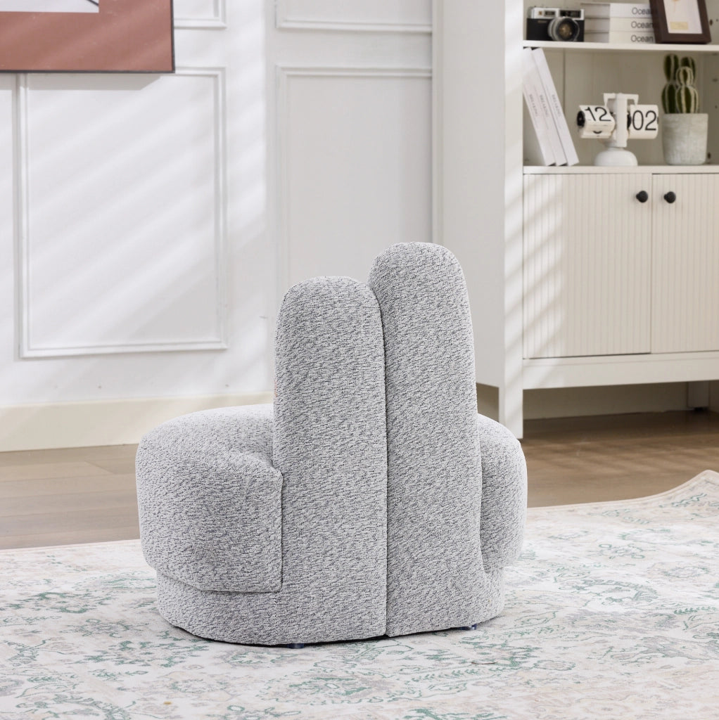 Pouf con orecchie di coniglio imbottito in tessuto; grigio antico e bianco; portata 120 kg