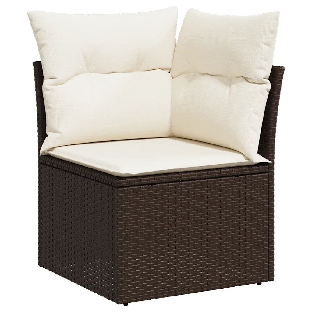 Set Divani da Giardino 7 pz con Cuscini Marrone in Polyrattan 3268573