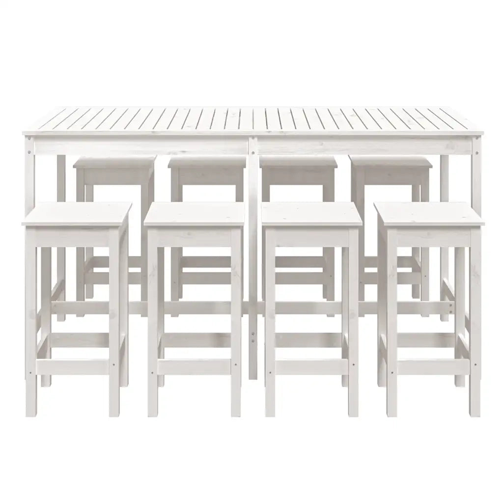 Set Bar da Giardino 9 pz Bianco in Legno Massello di Pino