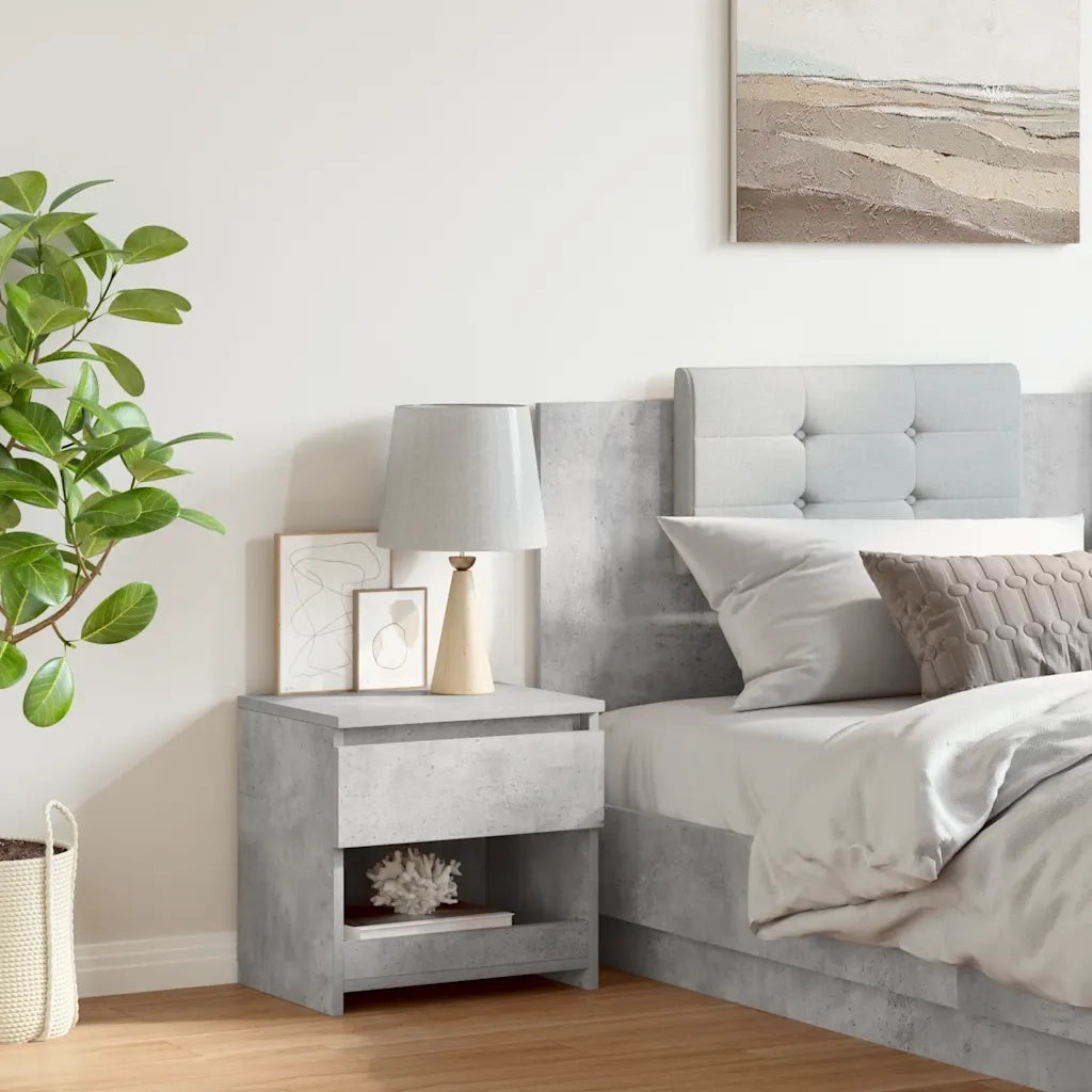 Comodino Grigio Cemento 40x30x39 cm in Legno Multistrato 803451