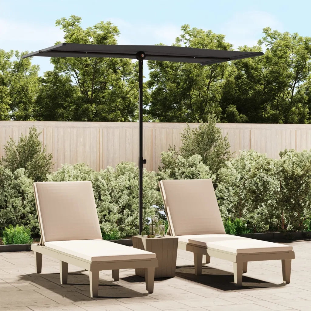 Ombrellone da Giardino-Ombrello da Balcone con Palo in Alluminio 180x110cm Nero