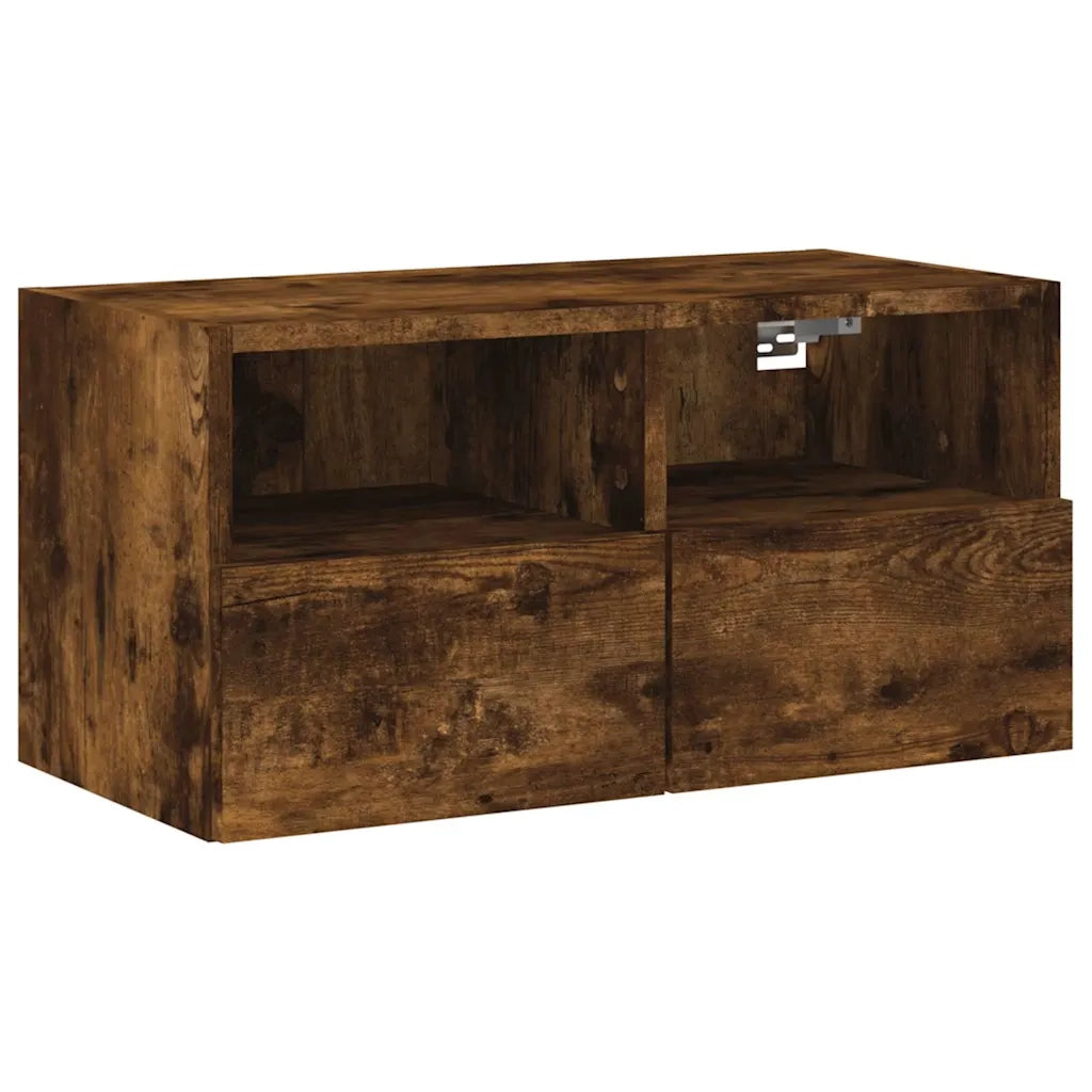 Mobili TV a Muro 5pz | Armadietto TV | Mobile Porta TV Rovere Fumo in Legno Multistrato