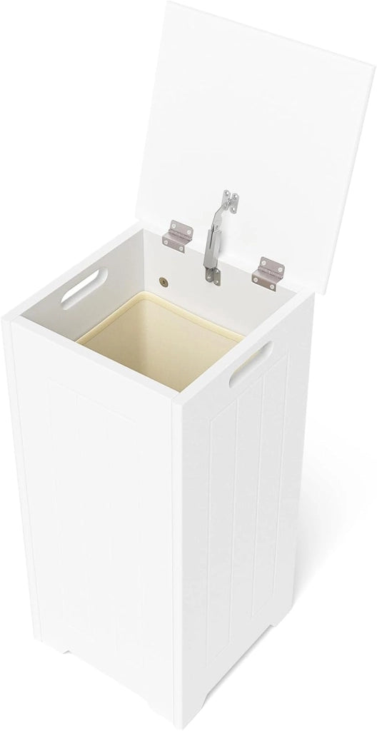 GIANETX Cesto Portabiancheria 34 L, Cesto Biancheria Sporca con Moperchio e Manico, con Parte Superiore per Riporre la Biancheria Sacco Rimovibile,per bagno, lavanderia, 30 x 30 x 61 cm, Bianco