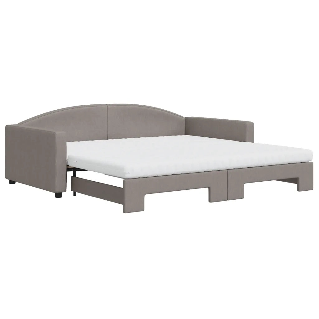 Divano Letto Estraibile con Materassi Tortora 100x200cm Tessuto 3197214
