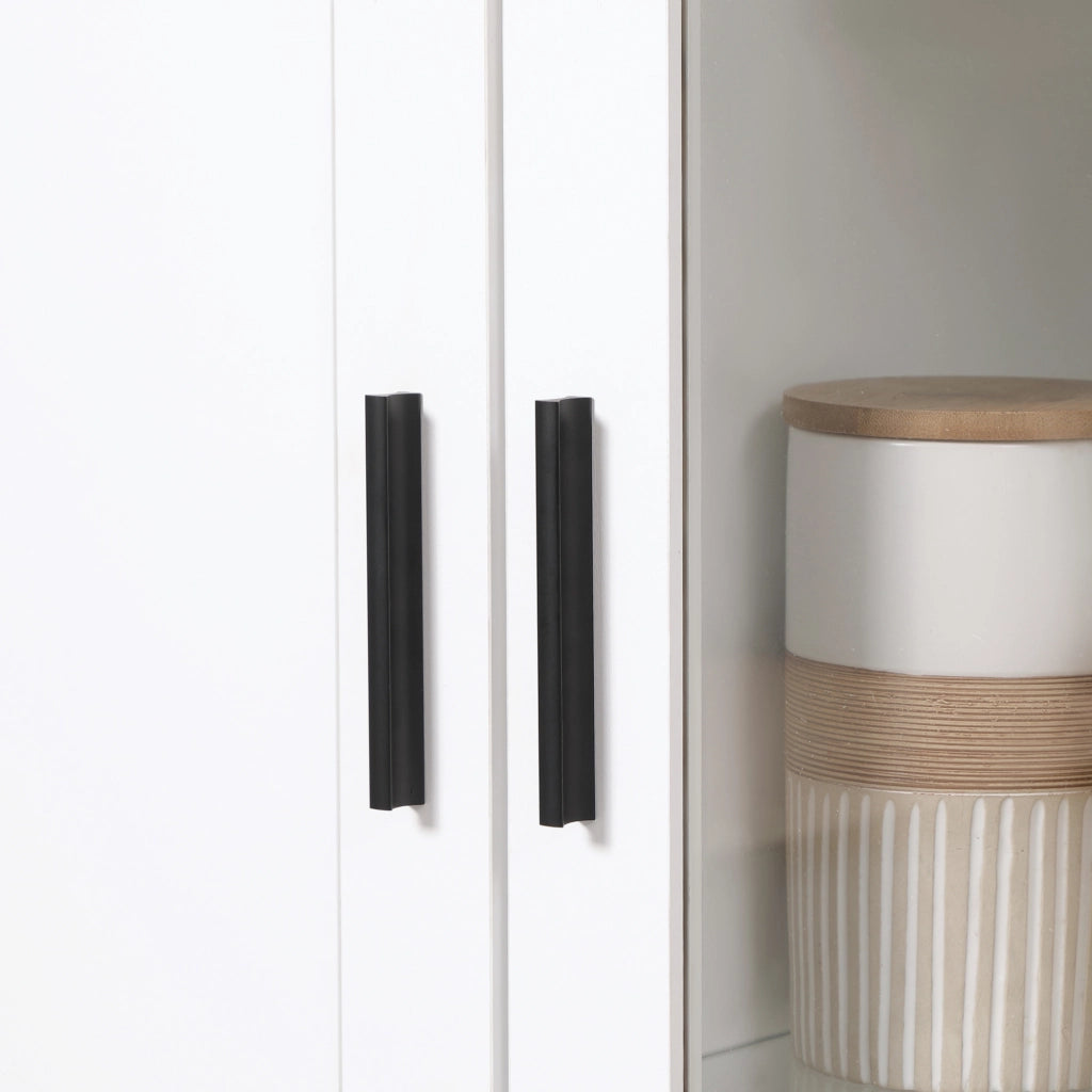 EasyComfort Credenza Moderna a 2 Ante con Mensole Regolabili in Legno e Vetro, 76x36x160cm, Bianco
