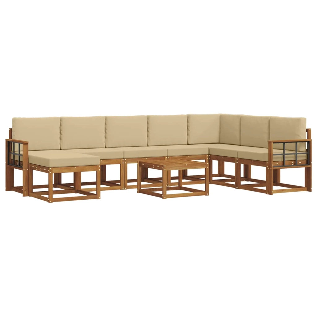 Set di divani da esterno con cuscino 9 pcs Naturale e Beige 3366861