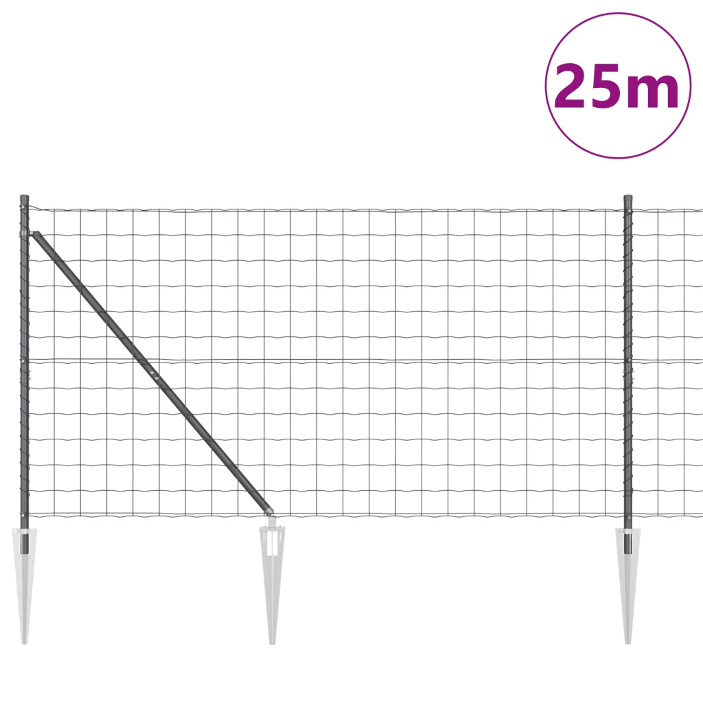Recinto Euro con 13 picchetti 1.2x25 m Acciaio zincato Grigio