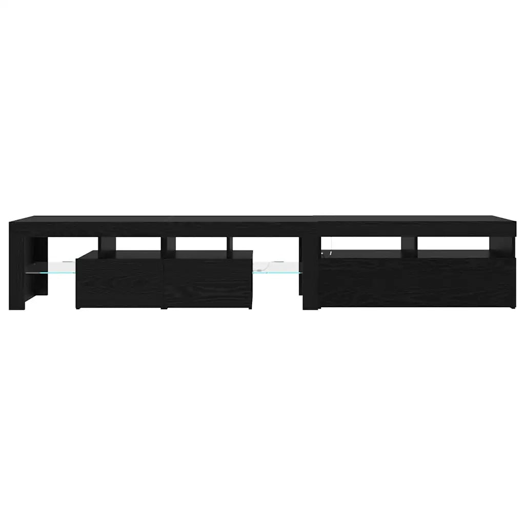 Mobile TV con LED 2 pcs Rovere Nero 230 x 36,5 x 40 cm 3332526