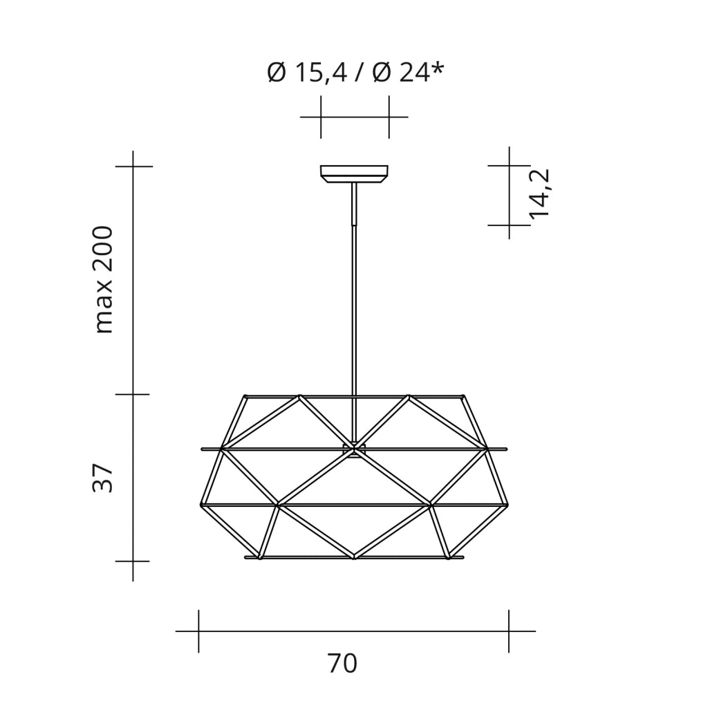 EUCLIDE LAMPADARIO SOSPESO 70M A LED 3000K 5339LM 62W COLORE NERO DIMMERABILE TRIAC
