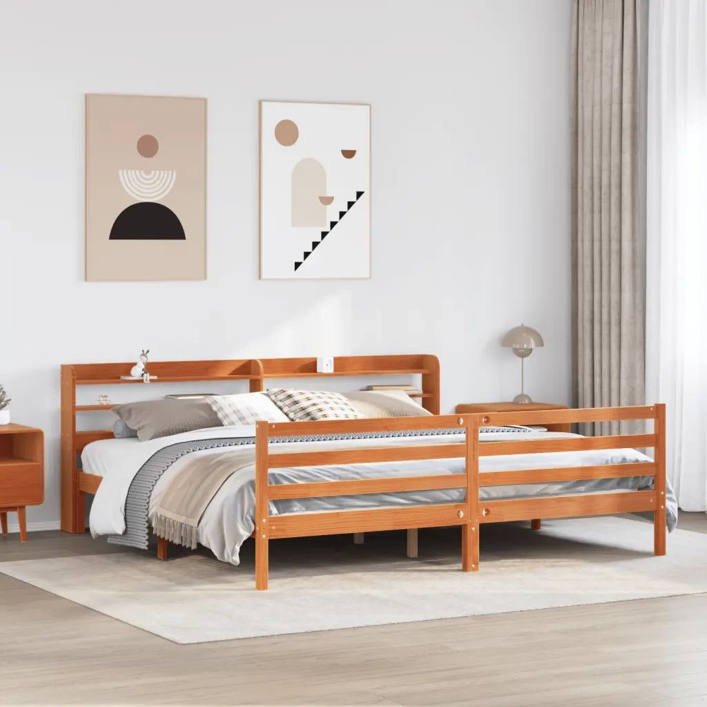 vidaXL Letto senza Materasso Marrone Cera 200x200 cm in Legno di Pino