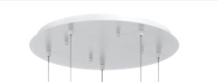SOSPENSIONE BIANCO 5 LUCI TONDA VETRI PICCOLI AMBRA 1191BI-S5 TP-AM