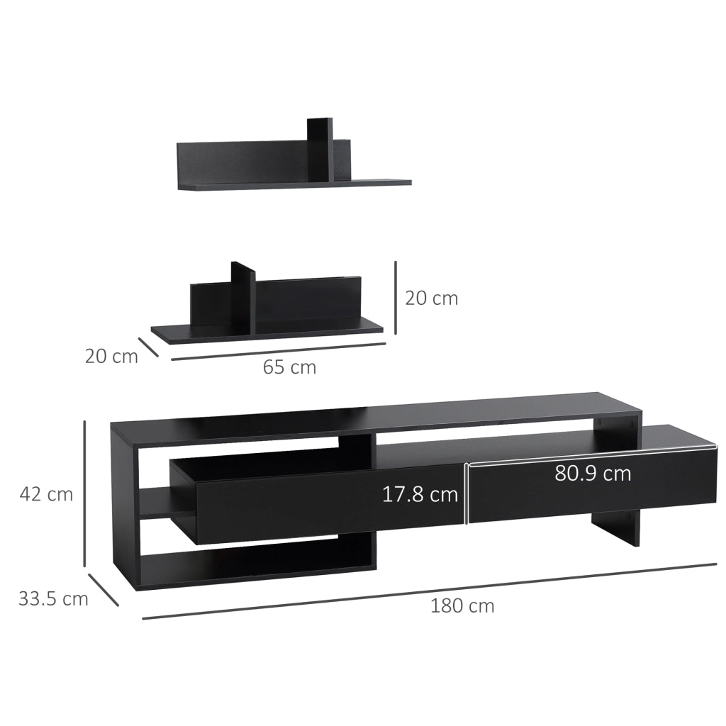 Mobile TV Moderno con Mensole e Armadietti ¨C Zephmum ¨C Legno Multistrato Nero 120x30x...