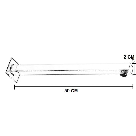 Braccio doccia di sostegno, Quadrato Cm 50