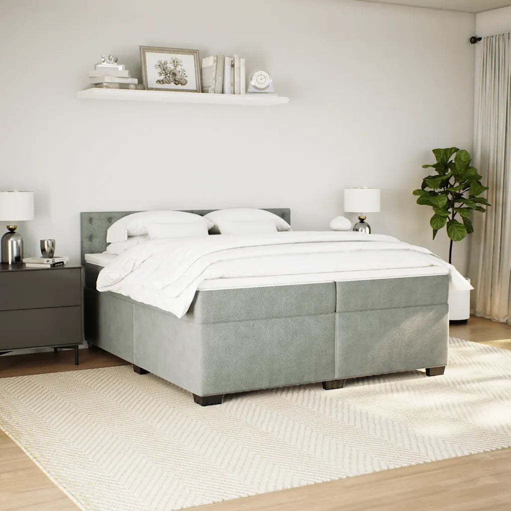 Giroletto a Molle con Materasso Grigio Chiaro 200x200cm Velluto 3288714