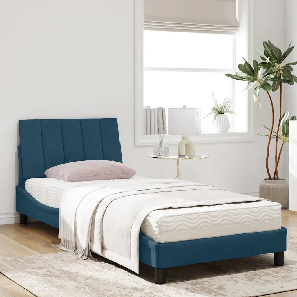 Letto con Materasso Hanko Blu 90x200 cm in Velluto 3208578