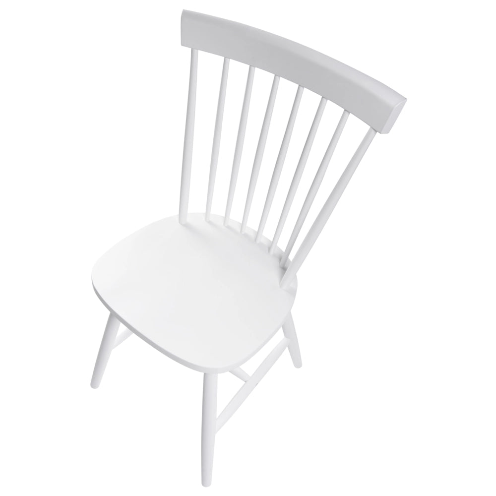 Set di 2 sedie da pranzo in legno di gomma bianco rustico vintage con schienale alto dipinto da soggiorno