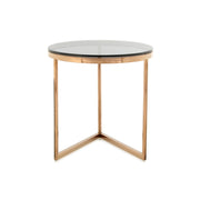 Tavolino da salotto Wynona in acciaio oro rosa e vetro grigio