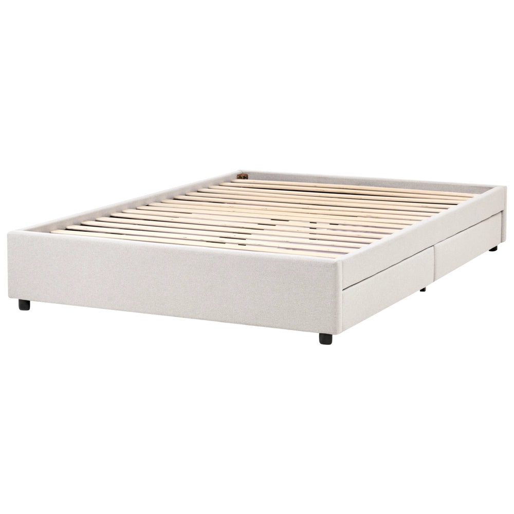 Letto matrimoniale in Tessuto beige chiaro con Cassetti 140 x 200 cm Design tradizionale