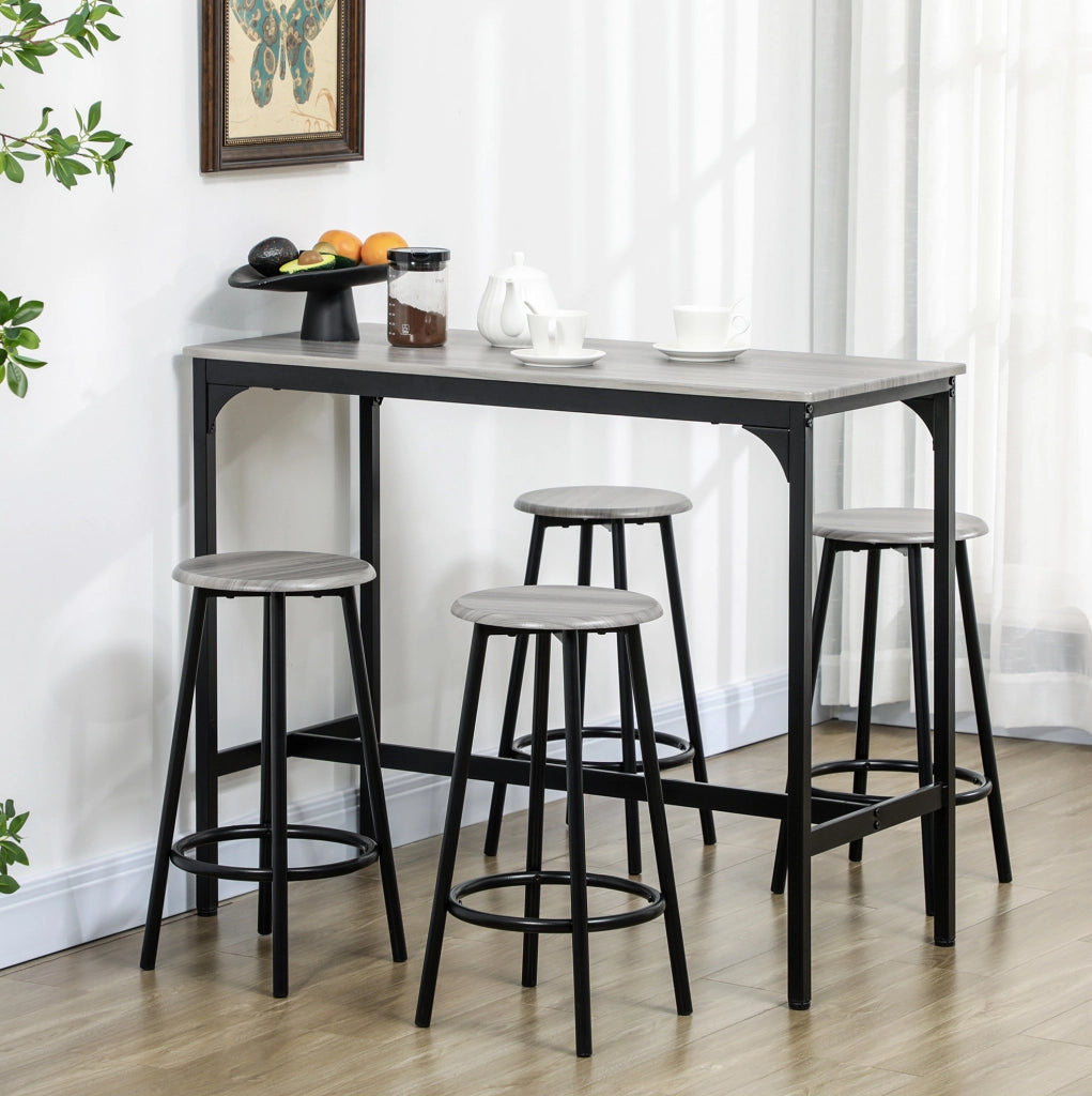 Set tavolo da bar 5 pezzi 110x50x89.5 cm salvaspazio in MDF grigio