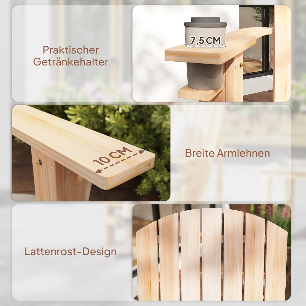 Poltrona da giardino Adirondack con portabicchieri ¨C zephmum ¨C legno massello 72x95x93 cm