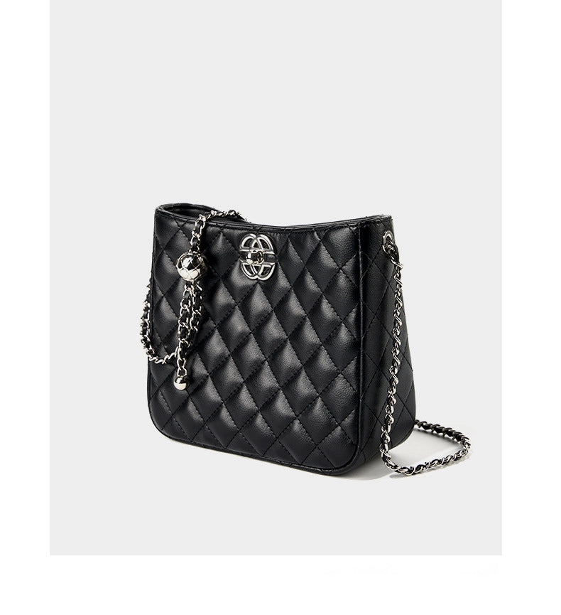 Borsa a tracolla da donna in vera pelle, grande capacit¨¤, colore nero.