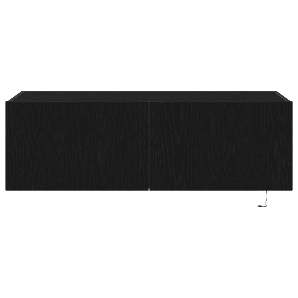 Mobile TV  con luci LED Nero Rovere 100x35x31 cm
