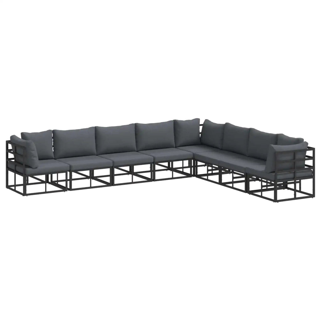 Set Divano da Giardino con cuscino 8 pcs Nero Alluminio 3378874