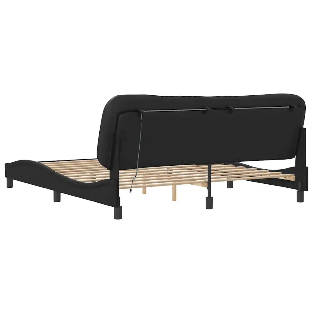 Giroletto con LED senza Materasso-Struttura Letto Hvar Nero 180x200 cm