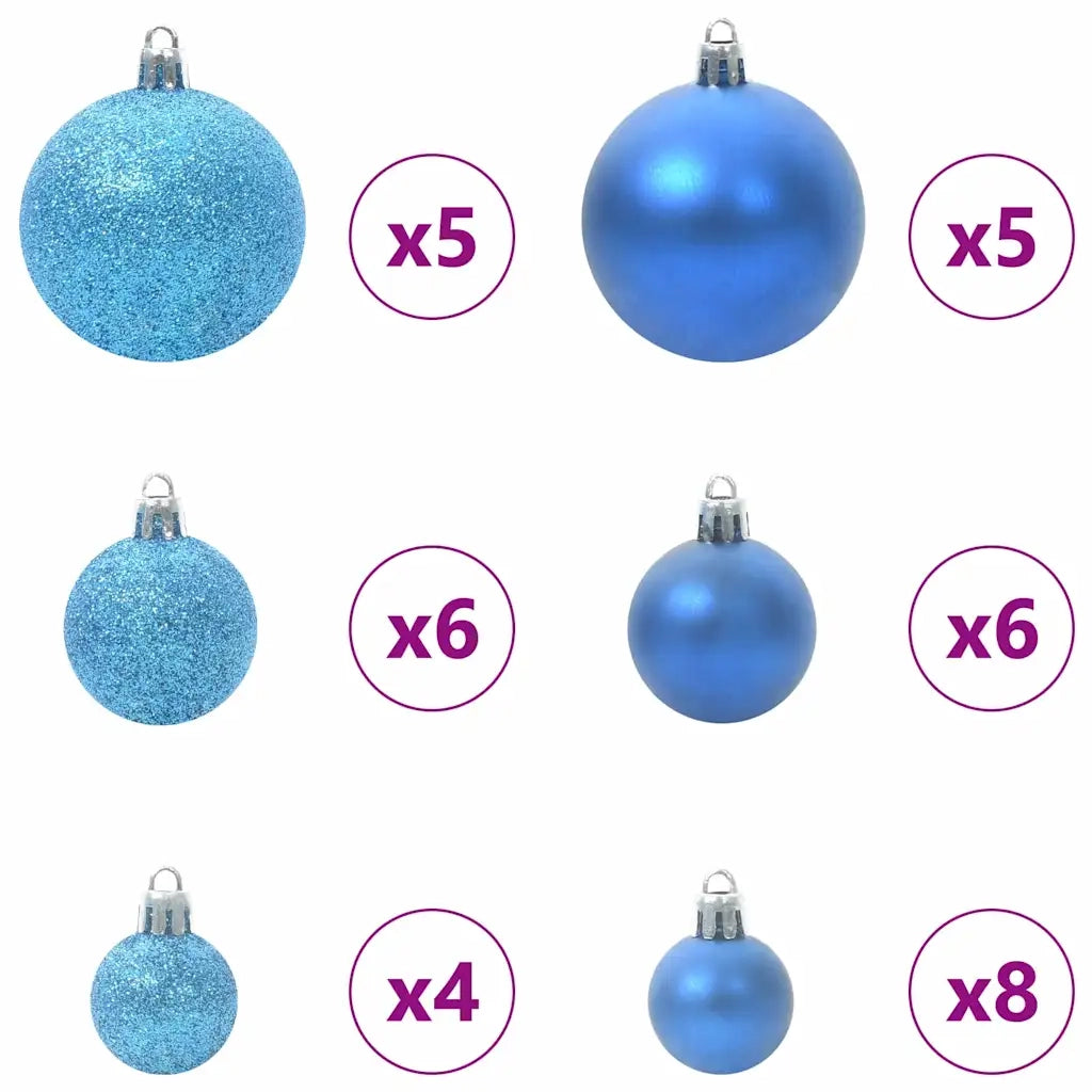 Set di Palle di Natale con 150 LED 61 pz Blu Plastica CFW1826929