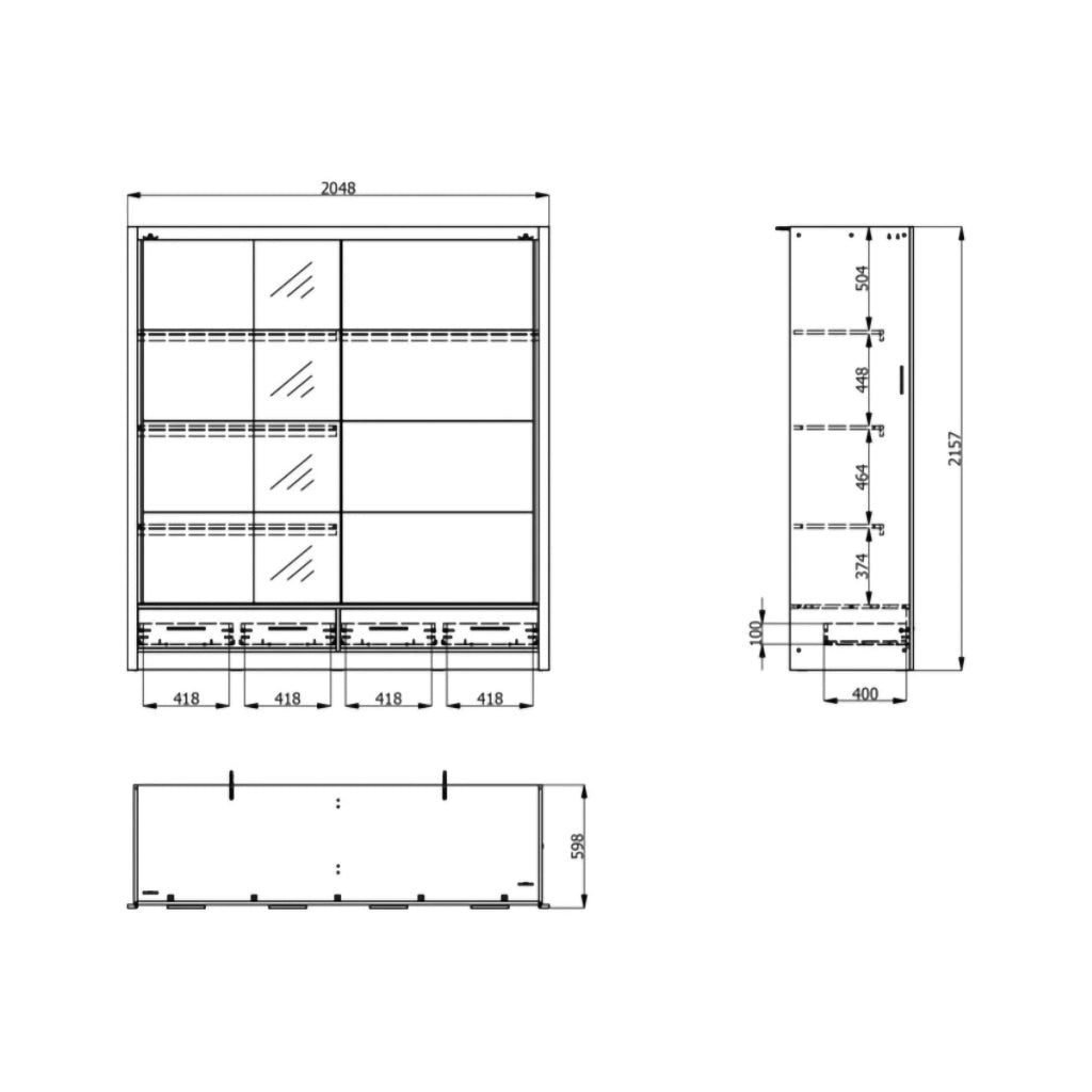 Armadio Camera da Letto Copala, Guardaroba 2 Ante 4 Ripiani, 205x216h cm Marrone Rovere Nodi