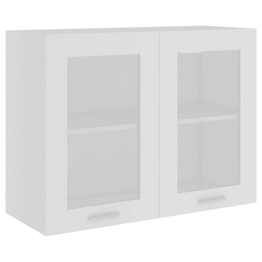 Mobile Pensile con Vetro “Lyon” Bianco 80x31x60 cm 802529
