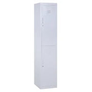 Armadietto 4 Ripiani 2 Porte Chiusura di Sicurezza Ufficio Garage Officina Acciaio Laminato a Freddo 38x46x180cm Grigio
